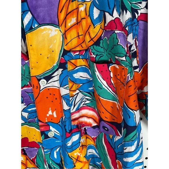 Lacoste Izod tropical floral Tucan print button down shirt size M - Picture 3 of 4